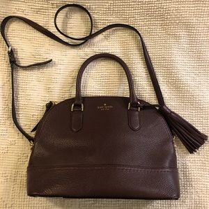 KATE SPADE NEW YORK Plum Genuine Leather Structured Purse Crossbody Zippered
